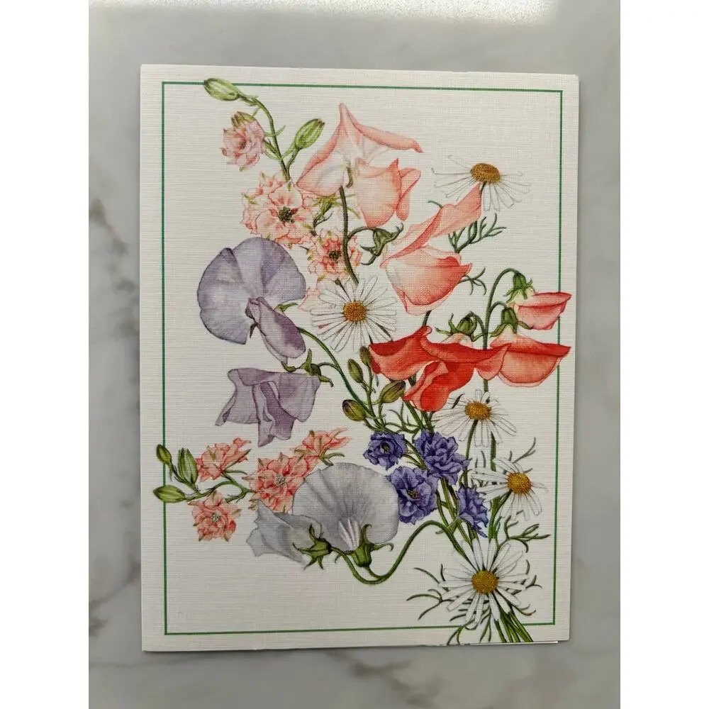 Set of 6 Vintage Floral & Cottage Note Cards, No Envelopes